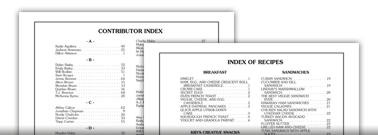 Index Cookbook Pages